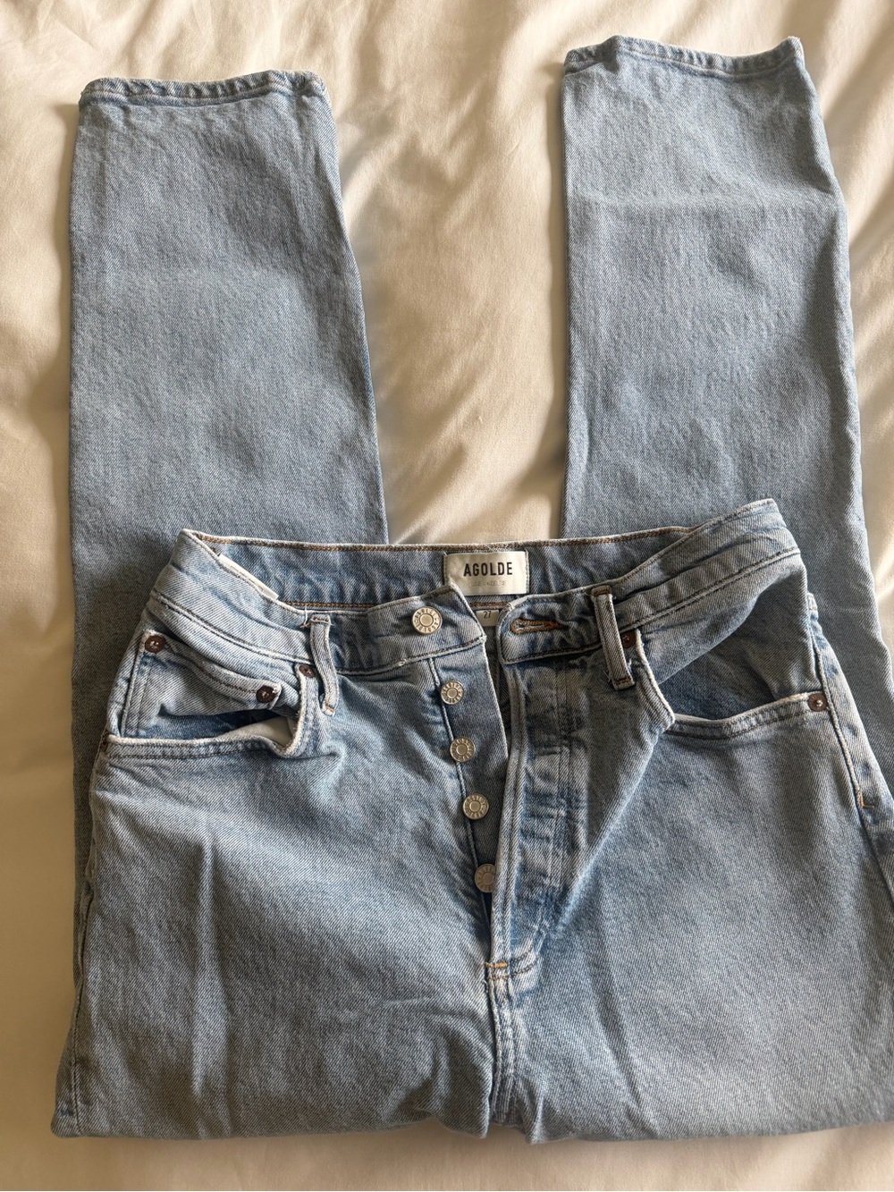 Agolde Light Wash High-Rise Button-Fly ankle length Jeans size 27